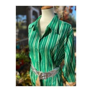 Vintage Equation Striped Top Silver Lame Belt